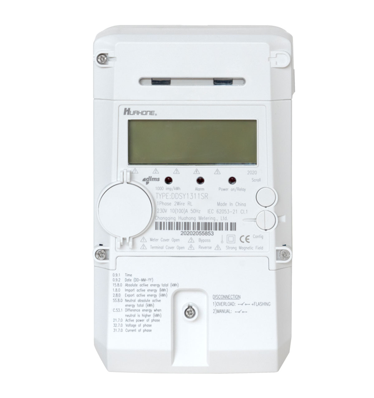 DDSY1311SR Single Phase Two Wire DLMS Relay Meter